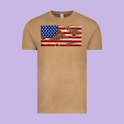 American Flag Leopard Sunflower Vintage Tee Designed By Jahusdesignshop