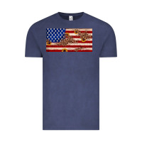 Vintage Denim American flag leopard sunflower Vintage Tee - JahusDesignShop