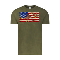Vintage Olive American flag leopard sunflower Vintage Tee - JahusDesignShop