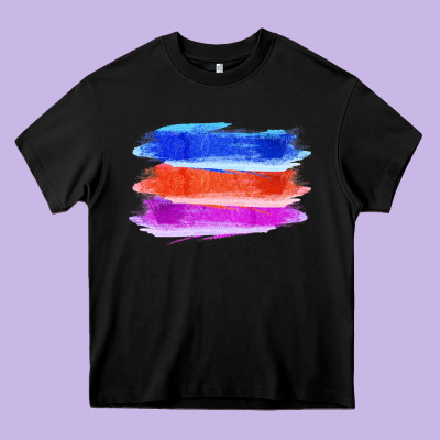 Blue Orange Purple Colored Triple Brush Strokes Heavy Core Tee Designed By Bettercallsaul