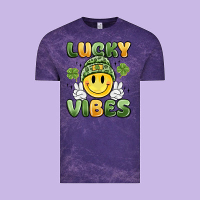 Lucky Vibes Vintage Tee Designed By Maliassmallbusiness