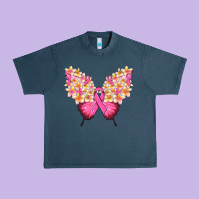 Pink Ribbon Breast Cancer Butterfly Urban Heavy Tee Designed By Nancycooperartshop