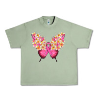 Oil Green Pink ribbon Breast Cancer butterfly Urban Heavy Tee - NancyCooperArtShop