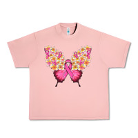 Salmon Pink ribbon Breast Cancer butterfly Urban Heavy Tee - NancyCooperArtShop