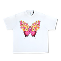 White Pink ribbon Breast Cancer butterfly Urban Heavy Tee - NancyCooperArtShop