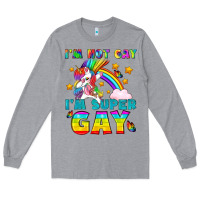 Heather Grey LGBTQ I'm Not Gay I'm Super Gay Long Sleeve Tee - BundleAndBundleShop