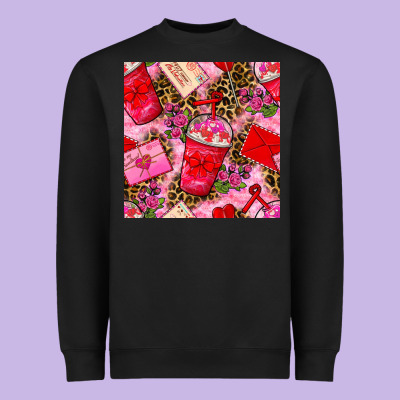 Valentines Day Coffee Cups And Love Letter With Xoxo And Leopard Seaml Heavyweight Sweatshirt Designed By Bundleandbundleshop