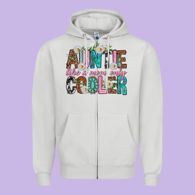 Auntie Like A Mom Only Cooler Zipper Hoodie Designed By Texasbilliewilder