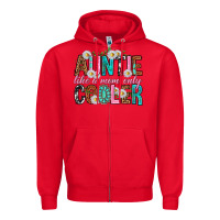 Red Auntie Like a Mom Only Cooler Zipper Hoodie - texasbilliewilder