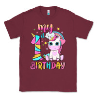 Burgundy my 1 st birthday with little cute unicorn Classic Tee - NancyCooperArtShop