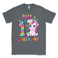 Charcoal Heather my 1 st birthday with little cute unicorn Classic Tee - NancyCooperArtShop