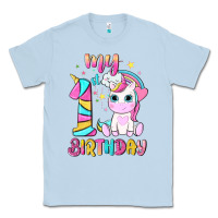 Dusty Blue my 1 st birthday with little cute unicorn Classic Tee - NancyCooperArtShop