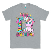 Heather Grey my 1 st birthday with little cute unicorn Classic Tee - NancyCooperArtShop