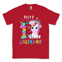 Red my 1 st birthday with little cute unicorn Classic Tee - NancyCooperArtShop