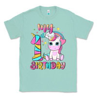 Seafoam my 1 st birthday with little cute unicorn Classic Tee - NancyCooperArtShop