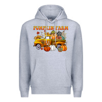 Heather Grey pumpkin farm Premium Hoodie - CowGirlArtShop