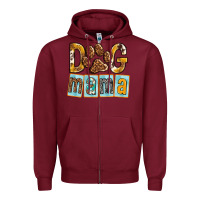 Burgundy Dog Mama with Paw Zipper Hoodie - texasbilliewilder