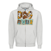 Dove Grey Dog Mama with Paw Zipper Hoodie - texasbilliewilder