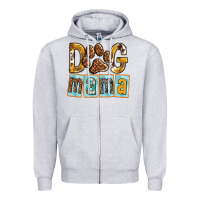 Heather Grey Dog Mama with Paw Zipper Hoodie - texasbilliewilder