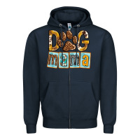 Navy Dog Mama with Paw Zipper Hoodie - texasbilliewilder