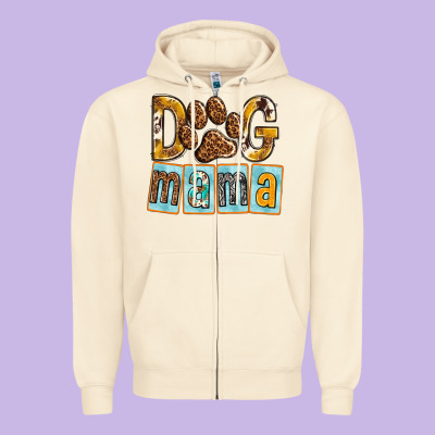 Dog Mama With Paw Zipper Hoodie Designed By Texasbilliewilder