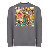Western Cowgirl Coffee Cup With Cowhide Seamless Pattern Bbs Heavyweight Sweatshirt | Teevron