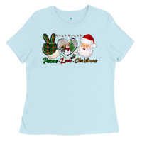 Baby Blue peace love christmas Ladies Tee - BundleAndBundleShop