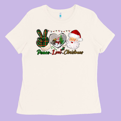 Peace Love Christmas Ladies Tee Designed By Bundleandbundleshop