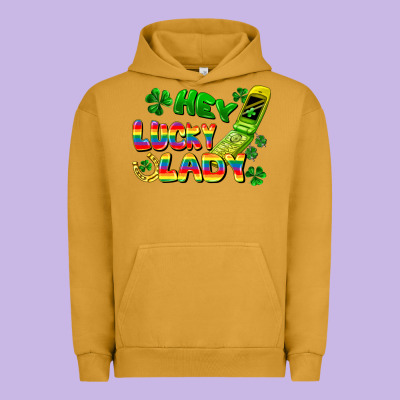 Hey Lucky Lady Flip Phone Urban Hoodie Designed By Fadigitalartstudio