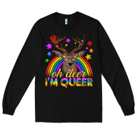 Black LGBTQ+ Oh Deer I'm Queer Long Sleeve Tee - BundleAndBundleShop