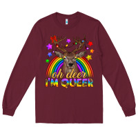 Burgundy LGBTQ+ Oh Deer I'm Queer Long Sleeve Tee - BundleAndBundleShop