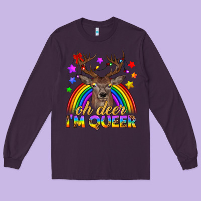 Lgbtq+ Oh Deer I'm Queer Long Sleeve Tee Designed By Bundleandbundleshop
