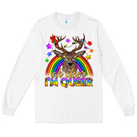 White LGBTQ+ Oh Deer I'm Queer Long Sleeve Tee - BundleAndBundleShop