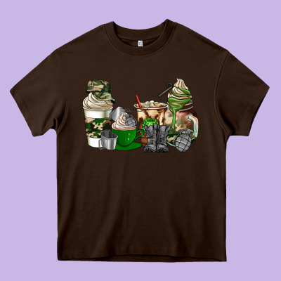 Veteran Coffee Cups Heavy Core Tee Designed By Adodesignshop
