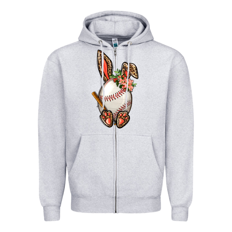 Baseball Easter Bunny Zipper Hoodie by NancyCooperArtShop | Teevron