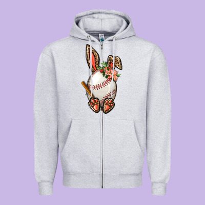 Baseball Easter Bunny Zipper Hoodie Designed By Nancycooperartshop
