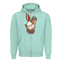 Seafoam Baseball Easter Bunny Zipper Hoodie - NancyCooperArtShop
