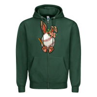 Sports Green Baseball Easter Bunny Zipper Hoodie - NancyCooperArtShop
