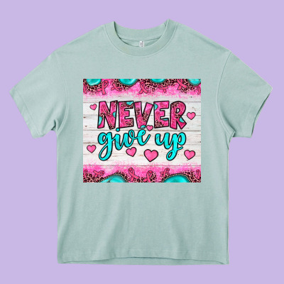 Never Give Up Heavy Core Tee Designed By Jahusdesignshop