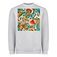 Heather Grey western indian coffee cups with aztec seamless pattern bbs Heavyweight Sweatshirt - BundleAndBundleShop
