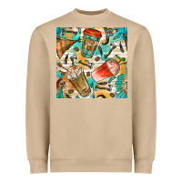 Mushroom western indian coffee cups with aztec seamless pattern bbs Heavyweight Sweatshirt - BundleAndBundleShop