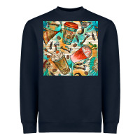Navy western indian coffee cups with aztec seamless pattern bbs Heavyweight Sweatshirt - BundleAndBundleShop