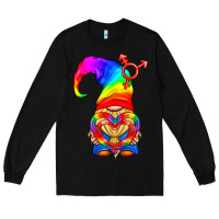 Black LGBTQ+ Pride Gnome With Heart Balloon Long Sleeve Tee - BundleAndBundleShop