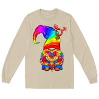 Mushroom LGBTQ+ Pride Gnome With Heart Balloon Long Sleeve Tee - BundleAndBundleShop
