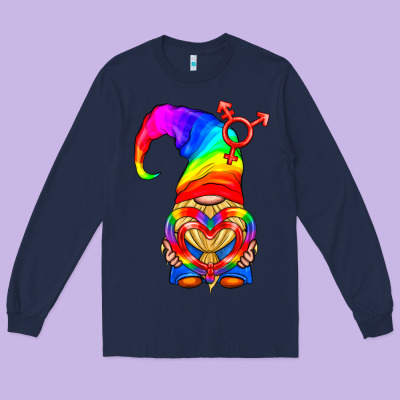 Lgbtq+ Pride Gnome With Heart Balloon Long Sleeve Tee Designed By Bundleandbundleshop
