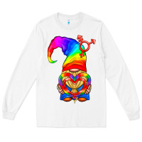 White LGBTQ+ Pride Gnome With Heart Balloon Long Sleeve Tee - BundleAndBundleShop