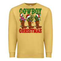Antique Gold cowboy christmas boots cactus Premium Sweatshirt - CowGirlArtShop