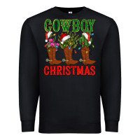 Black cowboy christmas boots cactus Premium Sweatshirt - CowGirlArtShop
