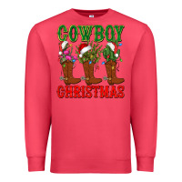 Cardinal cowboy christmas boots cactus Premium Sweatshirt - CowGirlArtShop