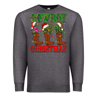 Charcoal Heather cowboy christmas boots cactus Premium Sweatshirt - CowGirlArtShop